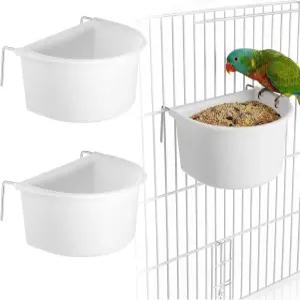 잉꼬를 위한 케이지 새 모이통 물통 2개 작은 앵무새를 후크가 달린 플라스틱 걸이