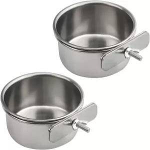 신메이웬 2팩 새 모이 접시 컵 스테인리스강 앵무새 모이통 물 케이지 그릇 잉꼬 콘큐어 코카티엘