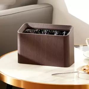 COMODID 조리대 쓰레기통 미니 데스크톱 상단 0.5갤런/2리터 우드 그레인 작은 플라스틱 테이블탑 사무실