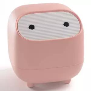 램핀 귀여운 쓰레기통 책상용 미니 캠핑 SUV용 팝업 잠금식 뚜껑이 있는 드라이브 오토 - 핑크