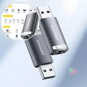 노탁북 피씨 USB 외장형 사운드 카드 오디오 마이크 이어폰 연결 젠더