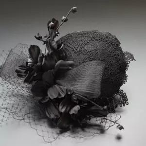 개화기모자 블랙 망사 레이스 파티 헤어핀 블랙페도라 패션