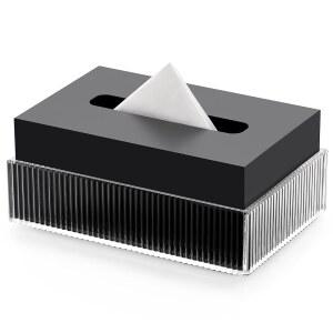 아크릴 티슈 박스 홀더 디스펜서 매트 커버 냅킨 방지 직사각형 블랙 베이스 2단 페이셜 미끄럼 디자인의