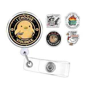 구스 라쿤 덤프스터 1CM 2인치 홀더 아크릴 DIY 재미있는 액세서리 ID 풍자적인 사무용품 배지 접이식 동료용 홀로그램 랜야드