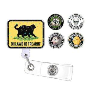 오리 너구리 해골 1CM 2인치 홀더 DIY 랜야드 접이식 액세서리 동료용 배지 아크릴 홀로그램 ID 풍자적인 사무용품 재미있는