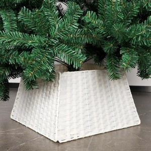 라탄 크리스마스 트리 스커트 인공 칼라 장식용 화이트 농가