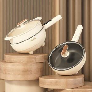 전기 프라이팬 볶음 전골냄비 냄비 3인 일체형 전기솥 가정용 숙소 요리 다용도 조리 대용량 4 6인