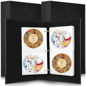 Affrolling 2Pcs DVD 보관 바인더 96 슬리브 CD Book 3 링 앨범 공간 절약 케이스 홀더 정리함 카 홈 오피스 여행 디스크 사진 엽서, 블랙