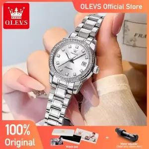 호환  OLEVS 7003 여성용 시계 우아한 오토매틱 식 날짜 시계 여성용 다이아몬드 방수 신상 색상
