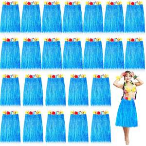 웨트타른 24피스 하와이안 잔디 스커트 선호 여성용 코스튬 파티 루우 훌라 24인치