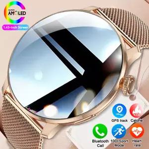 호환  2025 신형 여성 스마트워치 HD AMOLED 스크린 GPS 트래커 IP68 방수 심박수 블루투스 통화 스포츠 팔