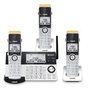 VTech IS8151-3 초장거리 3 핸드셋 DECT 6.0 무선 전화기, 2300피트 거리, 통화 차단, 블루투스, 헤드셋 잭, 전원 백업, 인터콤, 12HS로 확장 가능