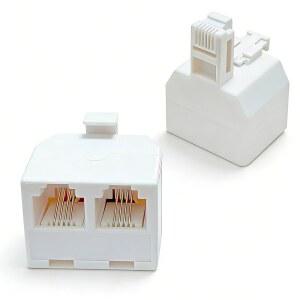 이지움 RJ11 듀플렉스 월 잭 어댑터 2팩, 듀얼 라인 설정을 위한 1~2개의 전화선 스플리터, 홈 오피스, 팩스기, 모뎀, 무선 및 유선 전화기용 싱글 폰 변환, 화이트