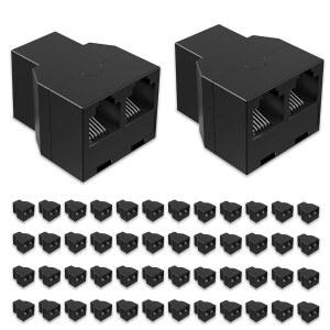 Uvital RJ12 6P6C 3 여성 전화선 스플리터, 전화 잭 유선 케이블 커넥터 및 분리기(블랙, 50팩)