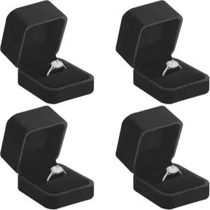 LETURE 4피스 벨벳 반지 선물 상자 세트 귀걸이 펜던트 주얼리 케이스 결혼식 약혼식 프로포즈 생일 및