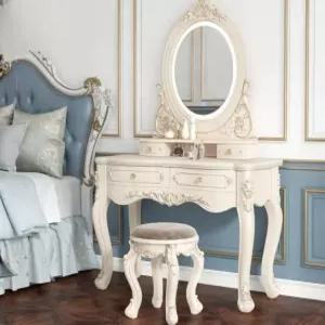 공주화장대 신혼 led 엔틱 거울 원목 안방