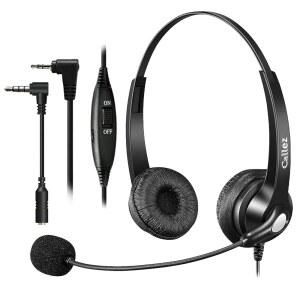 노이즈 캔슬링 마이크 및 볼륨 조절 기능이 있는 Callez 무선 전화 헤드셋, 파나소닉 VTech AT&T Cisco SPA Uniden RCA Dect 전화기와 호환되는 2.5mm 헤드폰, 콜센터 오피스 홈용