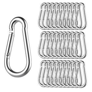 GAGBC 30피스 튼튼한 스프링 스틸 해먹 용량 클립 6CM 3인치 링크 스냅 도금 체인용 226 8KG 500파운드 트레일러 M8 야외 체육관 후크 8CM 16인치 벌크 카라비너 아연 스윙