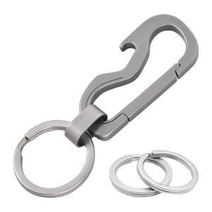 SHEICAP 티타늄 카라비너 키체인 클립 릴리즈 체인 EDC 후크 3개의 병따개 열쇠용 자동차 미니멀리스트 키링