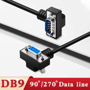 Elbow DB9 금도금 데이터 케이블 27090도 Com RS232 직렬 포트 연결 라인 9Pin 남성-여성 연장 코드
