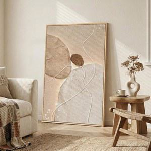 대형 액자 프린트 그림 24X36 중립 거실 모던 다이닝 인치 쉐이프 베이지 장식 아트 미니멀리스트 입구 라인 추상 그림 캔버스 침실 브라운 스톤 아트워크