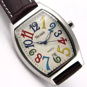 호환  스위스 럭셔리 NESUN 여성 시계 일본 쿼츠 시계 여성 방수 가죽 자동 날짜 손목 N8341