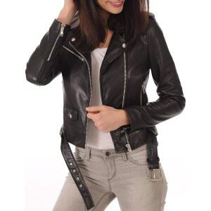 KYZER KRAFT 여성용 가죽 블랙 오토바이 리얼 램스킨 봄버 재킷 바이커