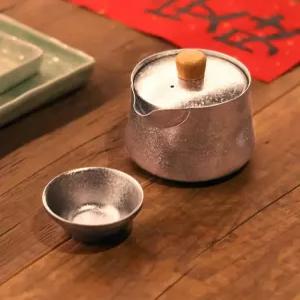 캠핑용 차세트 티타늄 휴대용 이중 방열 티컵 여행 찻잔 다기 도구