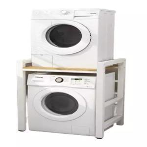 세탁기 건조기 직렬 받침대 거치대 드럼 발코니 스태킹 선반 흰색프레임 수납