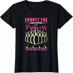 볼링화 걸 팀 리그 티셔츠를 입은 공주 여성들