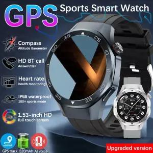 호환  2025 뉴 워치 5 GPS 스마트워치 남성용 1.53인치 HD AMOLED 스크린 GPS 트래커 심박수 나침반 음성