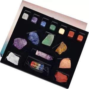 아모젤리 7 차크라 레이키 힐링 크리스탈 스타터 컬렉션 키트 (16 PCS) 요가 에너지 스톤 선물 세트