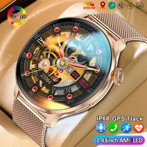 호환  스마트 워치 여성용 신상 AMOLED 스크린 통화 맞춤형 다이얼 GPS 스마트워치 스포츠 시계 여성 건강