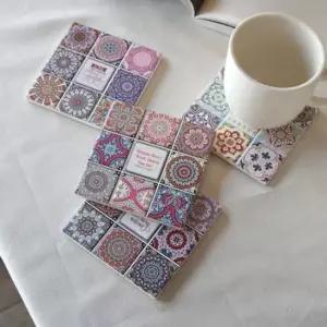 패브릭컵받침 북유럽 러시아 감성 도자기 컵받침 티코스터 4p세트