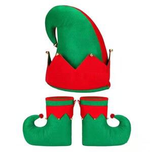 성인 크리스마스를 위한 엘프 의상 액세서리를 덮는 LKQBB 크리스마스 모자 신발 산타 파티 선물 장식 다양한 색상