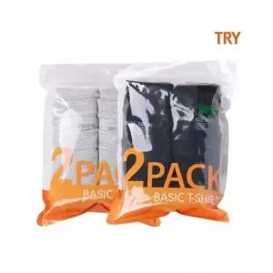 더블유쇼핑 [트라이] 순면 남여 라운드 면 반팔 티셔츠 패키지2매 892746