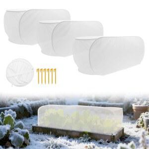 3Pc 팝업 식물 겨울 커버 말뚝이 있는 부직포 쉘터 정원 침대용 단열 프로스트 관목 채소 및 작은 화분용 나무용 가볍고 접이식 3Pcs 39x17x17