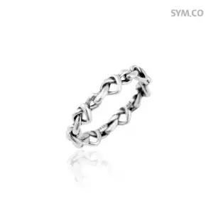 판도라 198018 노티드 체인 하트 여자 실버 반지 d