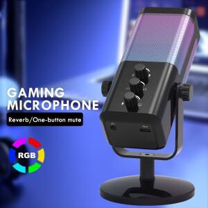 라이브 마이크용 RGB 게임용 USB 플러그 앤 플레이 리버브 녹음 노래 게임, 스트리밍, 팟캐스팅, YouTube용