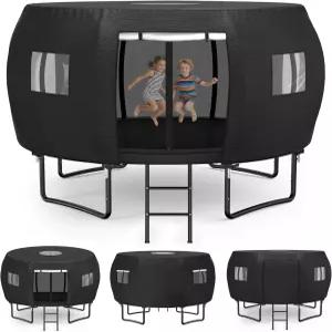STARTWO 14피트 야외 트램펄린 커버/텐트 8개의 곡선형 원형 트램펄린에 적합 방수 자외선 차단 방풍