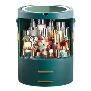 LED 거울 조명 화장품 정리함 대용량 회전 향수 진열대 보관함