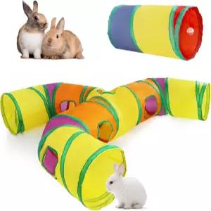 Dmnlp 2팩 토끼 터널 3방향 및 직선 접이식 은신처 튜브 고양이 기니피그를 위한 세척 가능한 찢어짐 방지