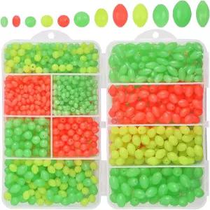 낚시 구슬 소금물 담수 1000개 글로우 피쉬 비드 부드러운 고무 낚싯줄 타원형 둥근 야광 미끼 알 리그