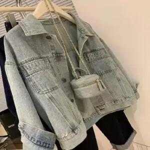 여성용 청 자켓 프렌치 연청 코트 숏 상의 ST1