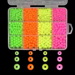 1000개 모듬 경질 플라스틱 원형 낚시 구슬 밝은 색상 미끼 알 4mm 5mm 6mm