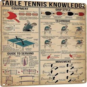 하이블롬 레트로 탁구 지식 알루미늄 포스터 - 체육관 클럽 홈 데코를 위한 월 아트 메탈 틴 사인 선수 및