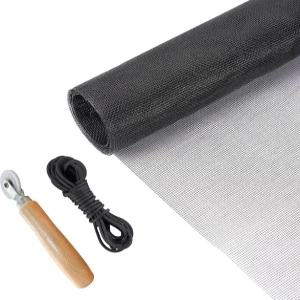 스크린 도어 수리 교체 키트 36인치 x 78인치 메쉬 윈도우 파티오 및 현관 도구가 포함된 내구성 있는 유리