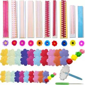 우홈 143 PCS 페이퍼 퀄링 스트립 플라워 디자인 세트 종이 수제 공예용 아트 홈 데코레이션