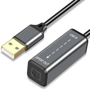 ESWN DNXB USB A to / 디지털 Optical) 전용 어댑터 광 PC Laptop 타입 SPDIF 변환기 호환(단방향 오디오 TOSLINK Windows