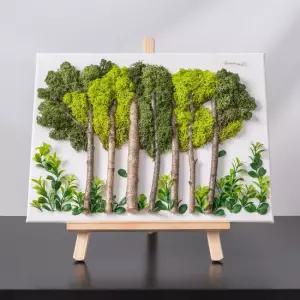 스칸디아모스 공기정화식물 액자 이젤 가로숲캔버스 set 35cm 인테리어 천연 이끼